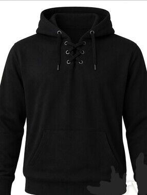Ladie's Black Lace-Up Hoodie Shirt